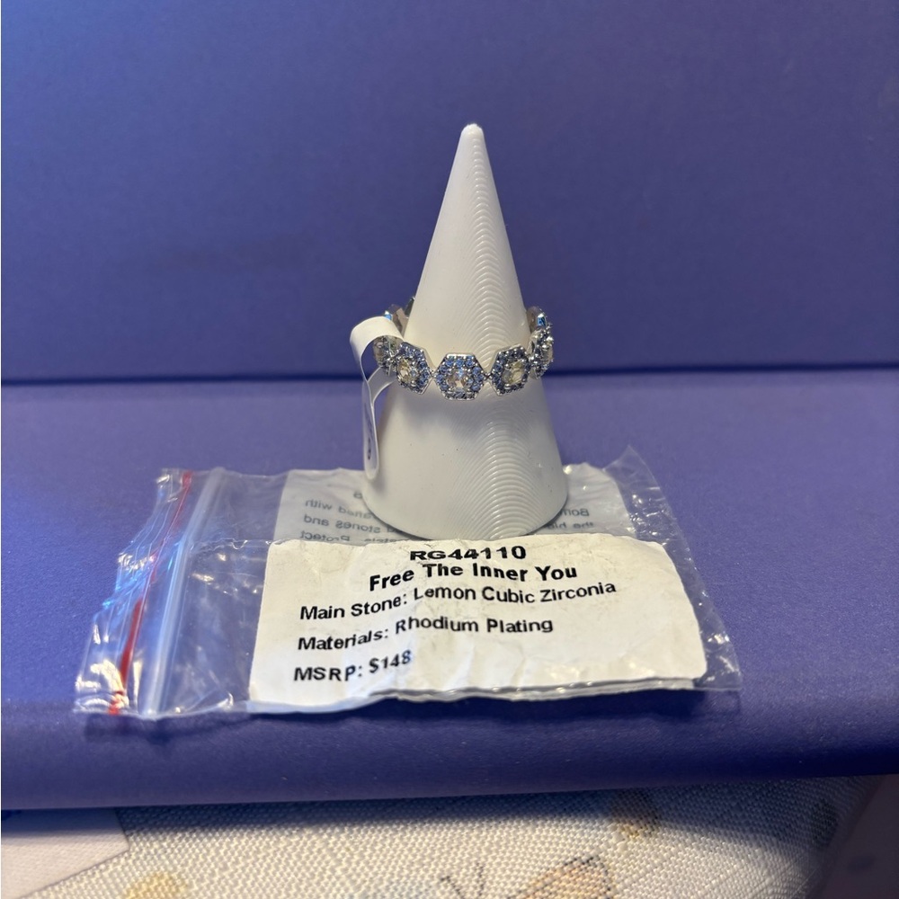 Free The Inner You Silver Ring with Lemon Cubic Zirconia